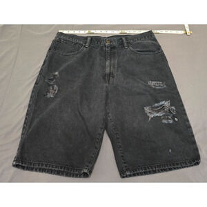 Levis 569 Black Denim Jean Shorts Mens Size Actual 34